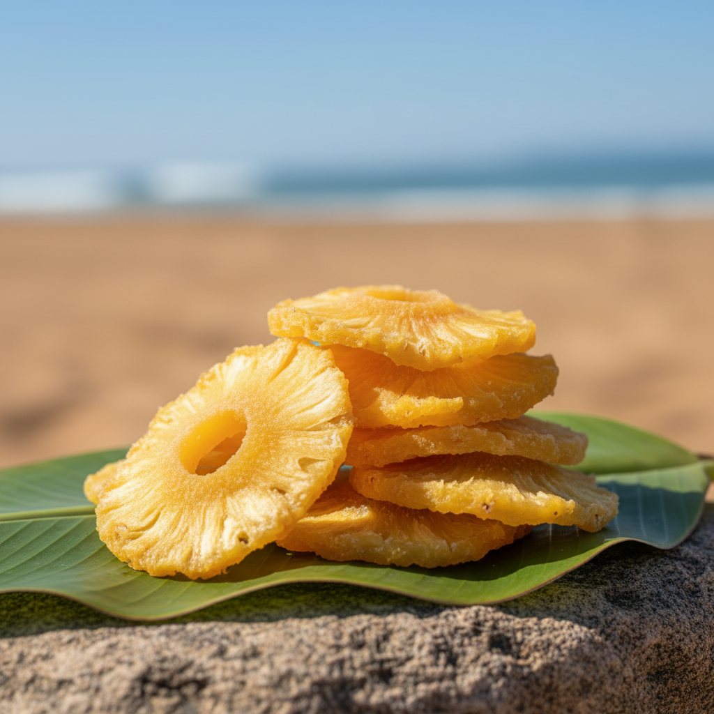Ananas sur feuille de bananier — pierre naturelle